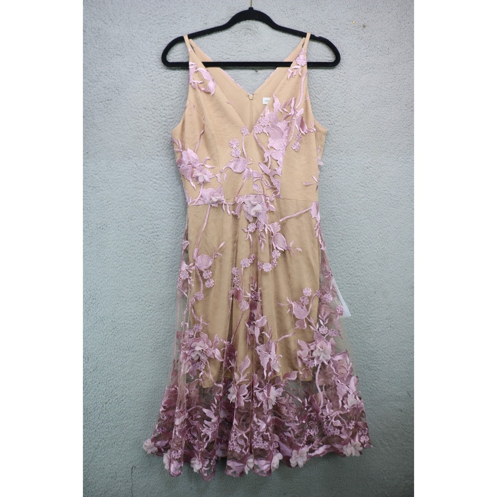 Dress The Population Audrey Embroidered Lilac Fit/Flare Dress-NWT-L-Cottagecore